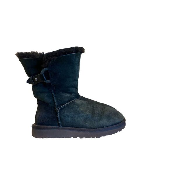 Ugg Nash Genuine Suede Pull On Round Toe Buckle Detail Winter Snow Boots Shoes 7 - Picture 3 of 8
